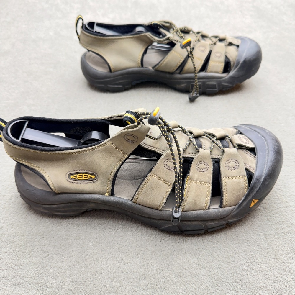 Keen Mens 12 Lace Up Stone Beige Leather Hiking Water Shoe Sandals Traction Sole - Picture 7 of 11